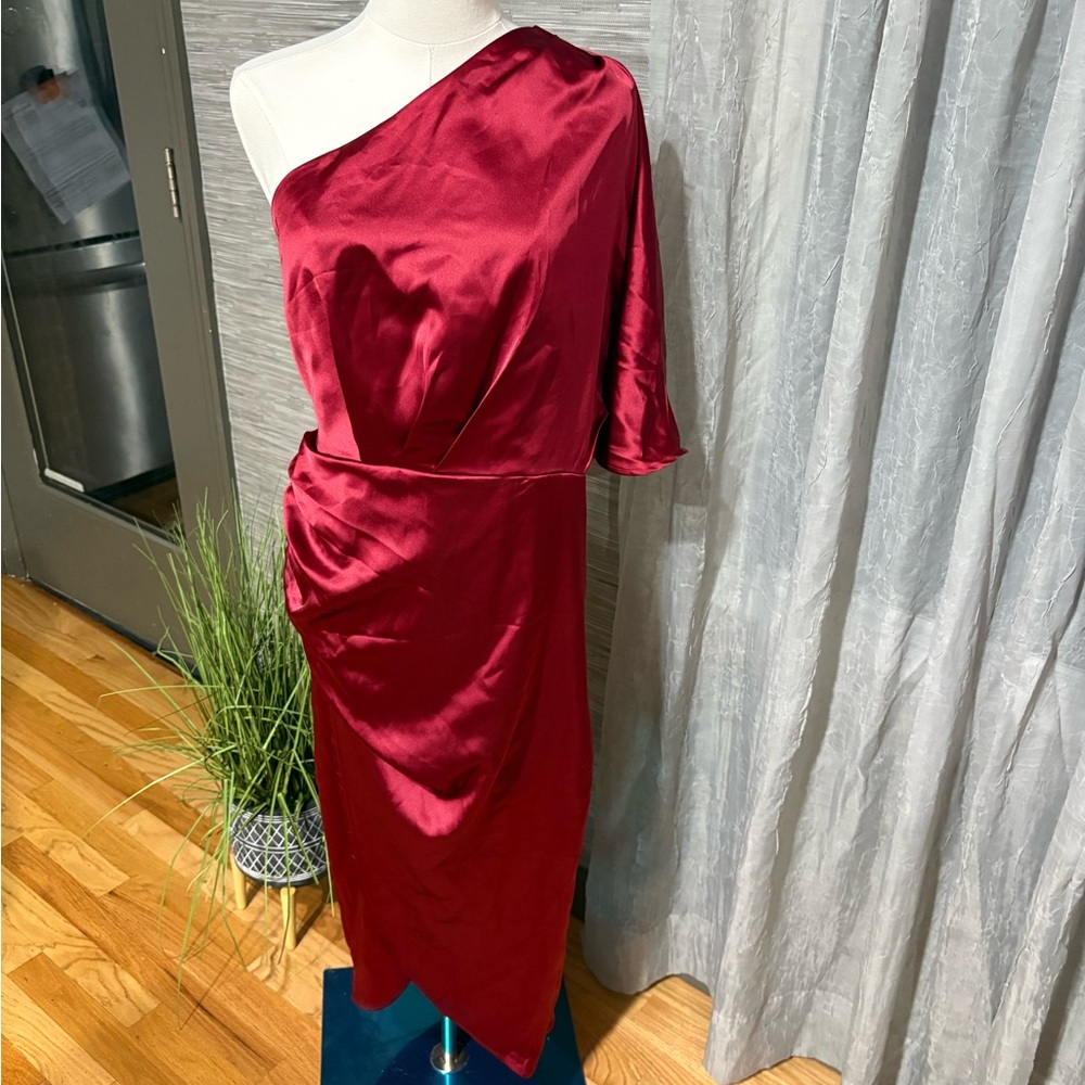 Cupshe One-Shoulder Burgundy Dress